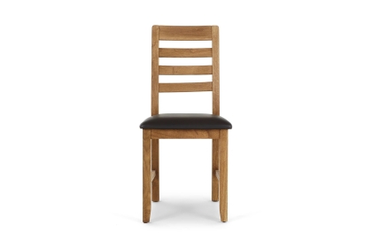 Bergen Solid Oak Dining Chair with Brown PU Seat