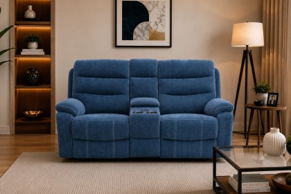 Halo Tech Fabric 2 Seater Power Head Tilt Recliner Sofa with Console Halo Tech Fabric 2 Seater Power Head Tilt Recliner Sofa with Console