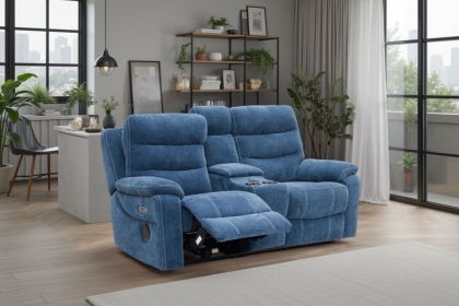 Halo Tech Fabric 2 Seater Power Head Tilt Recliner Sofa with Console Halo Tech Fabric 2 Seater Power Head Tilt Recliner Sofa with Console