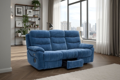 Halo Tech Fabric 3 Seater Power Head Tilt Recliner Sofa Halo Tech Fabric 3 Seater Power Head Tilt Recliner Sofa
