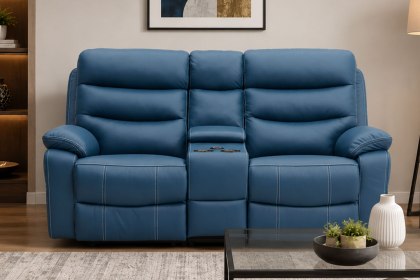 Halo Tech Leather 2 Seater Power Head Tilt Recliner Sofa with Console Halo Tech Leather 2 Seater Power Head Tilt Recliner Sofa with Console