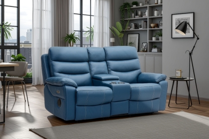 Halo Tech Leather 2 Seater Power Head Tilt Recliner Sofa with Console Halo Tech Leather 2 Seater Power Head Tilt Recliner Sofa with Console