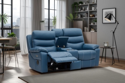 Halo Tech Leather 2 Seater Power Head Tilt Recliner Sofa with Console Halo Tech Leather 2 Seater Power Head Tilt Recliner Sofa with Console