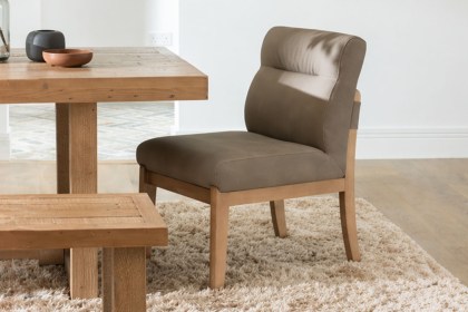 Alfie Relaxed PU Leather Dining Chair in Taupe (Pair)