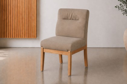 Alfie Relaxed PU Leather Dining Chair in Taupe (Pair)