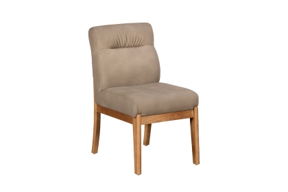 Alfie Relaxed PU Leather Dining Chair in Taupe (Pair)