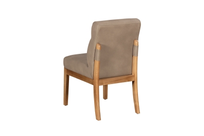 Alfie Relaxed PU Leather Dining Chair in Taupe (Pair)