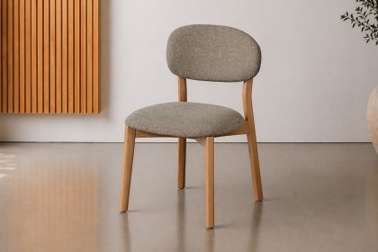 Leo Curved Back Fabric Dining Chair in Grey (Pair)