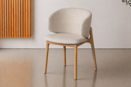 Noah Curved Back Fabric Dining Arm Chair in Grey