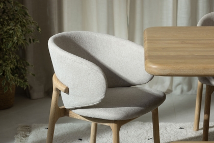 Noah Curved Back Fabric Dining Arm Chair in Grey Noah Curved Back Fabric Dining Arm Chair in Grey