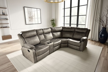 Ellena Soft Grey L Shape Recliner Corner Sofa with Storage