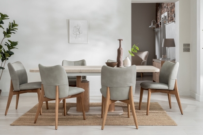 Arlo Natural Oak 160-200cm Ext Travertine Ceramic Dining Table Set with Spencer Chairs Arlo Natural Oak 160-200cm Ext Travertine Ceramic Dining Table Set with Spencer Chairs