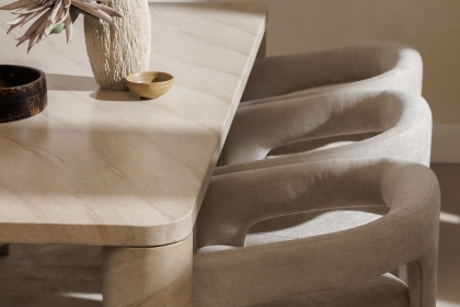 Ida Travertine Stone 200cm Dining Table Set with 6 Georgia Chairs
