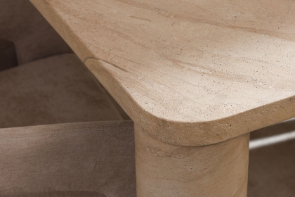 Ida Travertine Stone 200cm Dining Table Set with 6 Grace Chairs