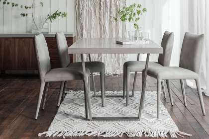 Petra Industrial 200cm Dining Table Set & 4 Lucas Misty Grey Chairs