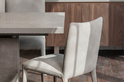 Petra Industrial Ext 160-220cm Dining Table Set & 4 Lucas Misty Grey Chairs