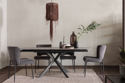 Sintered Stone 140-200cm Twist Extending Dining Table Set in Grey with x4 Maya Chairs Sintered Stone 140-200cm Twist Extending Dining Table Set in Grey with x4 Maya Chairs