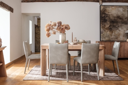 CLEARANCE - Tivoli Reclaimed Wood 160-200cm Ext Dining Table Set with Lucas Chairs