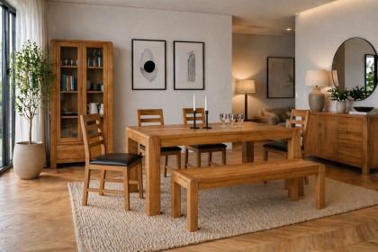 Bergen Solid Oak Ext 160-210cm Dining Table Set