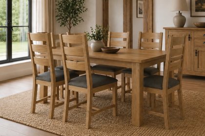 Burford Country Oak Small Ext 150-200cm Dining Table Set & 6 Chairs