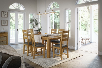 Burford Country Oak Small Ext 150-200cm Dining Table Set & 6 Chairs Burford Country Oak Small Ext 150-200cm Dining Table Set & 6 Chairs