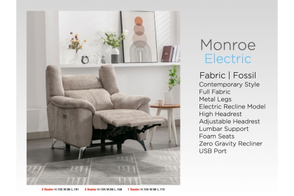 Monroe Fabric Recliner Chair in Fossil