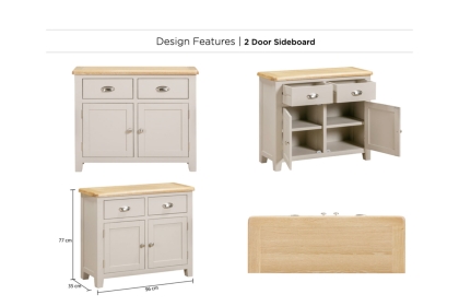 Windermere Painted Oyster Grey Oak 2 Door Sideboard Windermere Painted Oyster Grey Oak 2 Door Sideboard