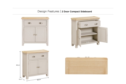 Windermere Painted Oyster Grey Oak Compact Sideboard Windermere Painted Oyster Grey Oak Compact Sideboard