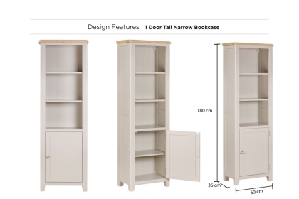 Windermere Painted Oyster Grey Oak Tall Narrow Bookcase Windermere Painted Oyster Grey Oak Tall Narrow Bookcase