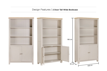 Windermere Painted Oyster Grey Oak Tall Wide Bookcase Windermere Painted Oyster Grey Oak Tall Wide Bookcase
