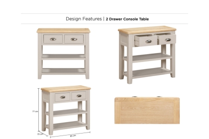 Windermere Painted Oyster Grey Oak 2 Drawer Console Table Windermere Painted Oyster Grey Oak 2 Drawer Console Table