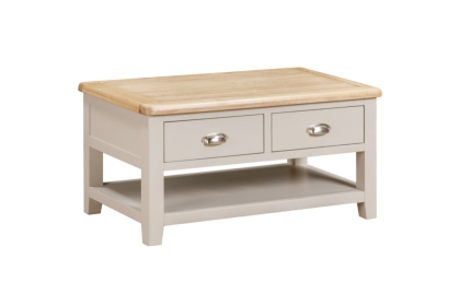 Windermere Painted Oyster Grey Oak 2 Drawer Coffee Table