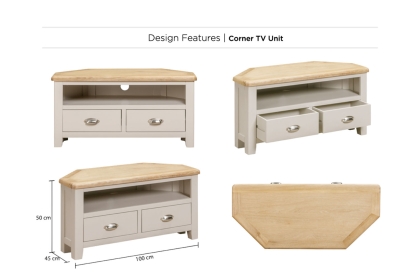 Windermere Painted Oyster Grey Oak Corner TV Unit Windermere Painted Oyster Grey Oak Corner TV Unit