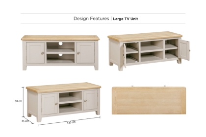 Windermere Painted Oyster Grey Oak Large TV Unit Windermere Painted Oyster Grey Oak Large TV Unit