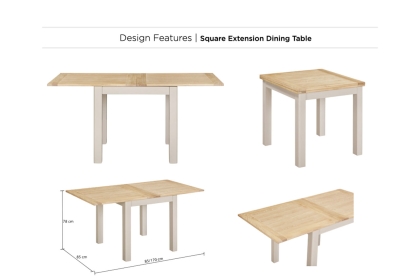 Windermere Painted Oyster Grey Oak 85-170cm Square Ext Dining Table Set + 6 Chairs Windermere Painted Oyster Grey Oak 85-170cm Square Ext Dining Table Set + 6 Chairs