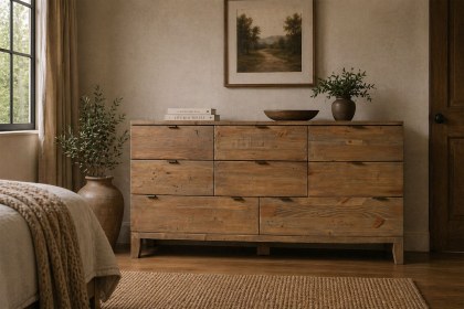 Bermuda Reclaimed Wood 8 Drawer Wide Chest of Drawers