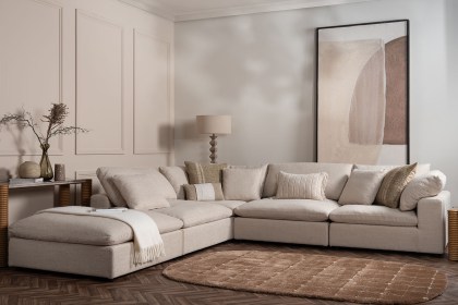 Zen Modular Natural Chenille 5 Seater Corner Sofa