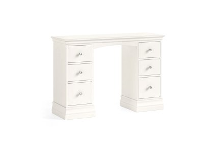 Burgundy Painted Coconut Milk Double Pedestal Dressing Table