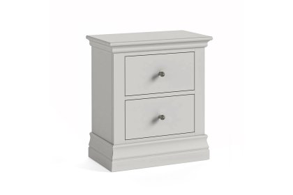 Burgundy Painted Light Grey 2 Drawer Bedside Table