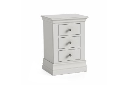 Burgundy Painted Light Grey 3 Drawer Bedside Table