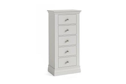 Burgundy Painted Light Grey Tall Chest of 5 Drawers