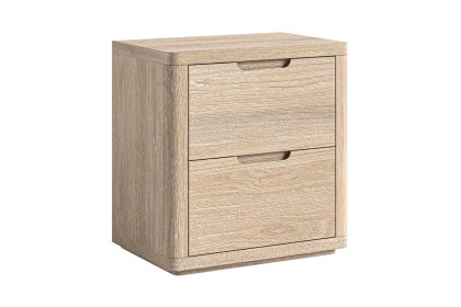 Portobello Oak 2 Drawer Wide Bedside Table