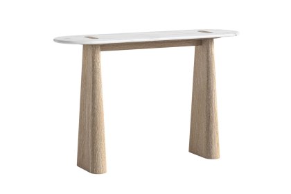 Portobello Oak Console Table with Travertine Top