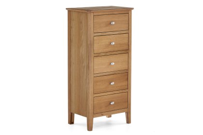 Bath Oak 5 Drawer Tallboy