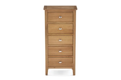 Bath Oak 5 Drawer Tallboy