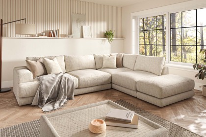 Niki Fabric Modular Large Corner Sofa Group with Footstool