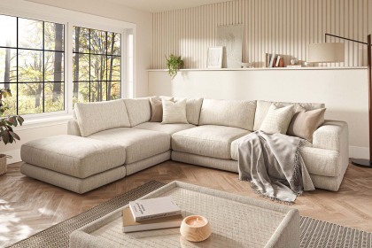 Niki Fabric Modular Large Corner Sofa Group with Footstool