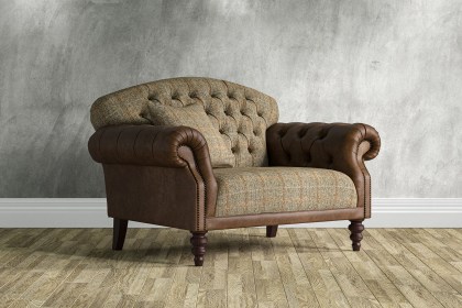 Tetrad Arbroath Harris Tweed Fabric Leather Mix Snuggler Chair Tetrad Arbroath Harris Tweed Fabric Leather Mix Snuggler Chair