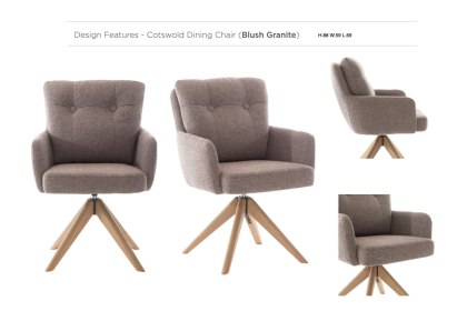 Cotswold Fabric Dining Chair in Blush Granite