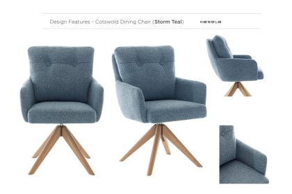 Cotswold Fabric Dining Chair in Storm Teal